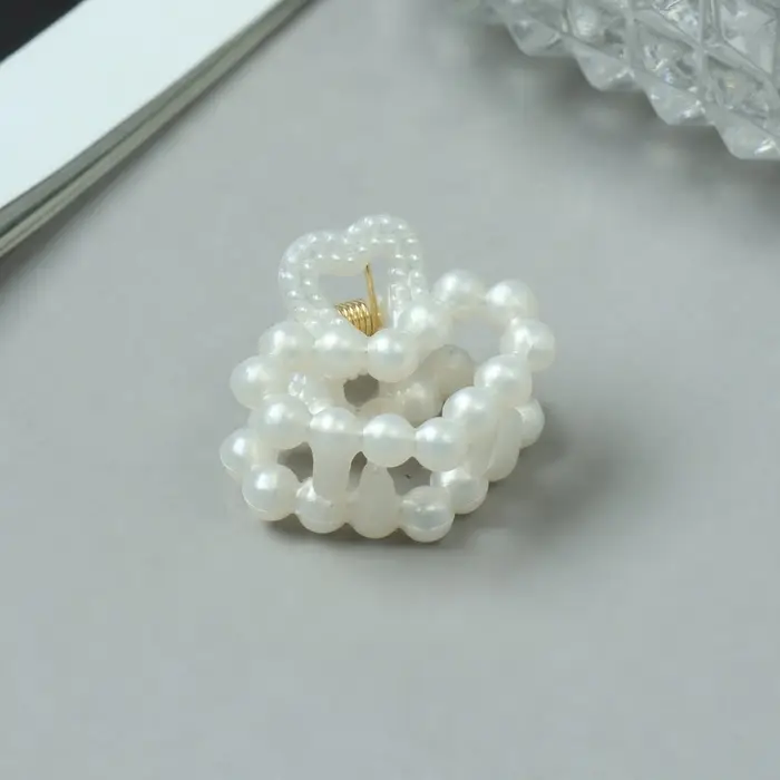 Крабики для волос Выбражулька &laquo;Авена&raquo;, сердце, 2.5 см, набор 6 шт., белые