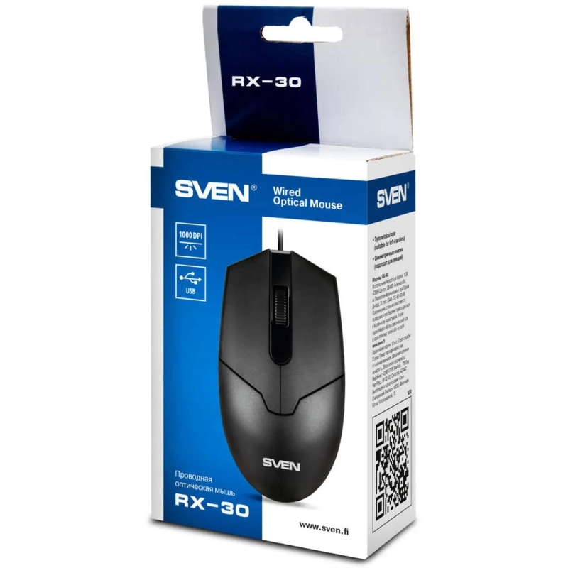 Мышь компьютерная Sven Мышь RX-30 USB черная (SV-018214)