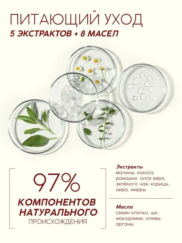 Шампунь для волос, питающий уход, аромат малины, 400 мл, Рябина