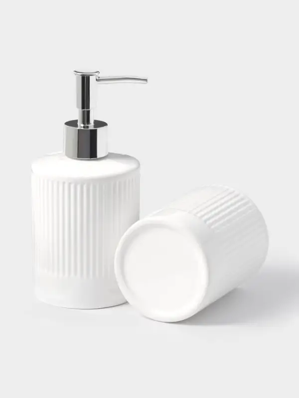 Аксессуары для ванной &laquo;Лина&raquo;, 2 предмета: дозатор для мыла, стакан, белые
