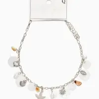 Колье "Летний вайб" ракушка, цвет белый в серебре