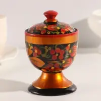 Сахарница дерево хохлома &laquo;Ягодка на ножке&raquo;, 12&times;9 см