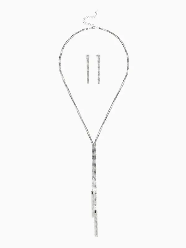 Гарнитур 2 предмета: кулон, серьги &laquo;Элегантность&raquo;, кисточки, белые в серебре, 50 см