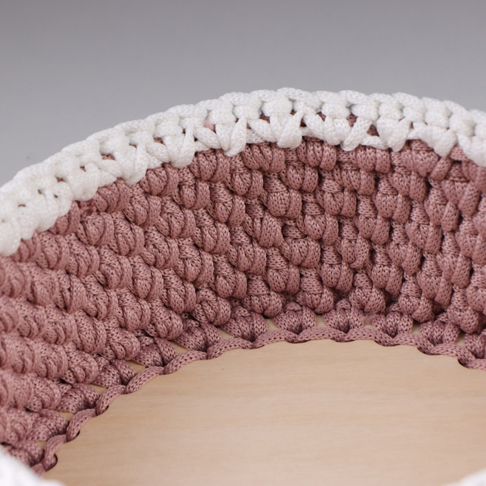 Набор вязанных корзин, 3 шт, полиэфирное волокно, сиреневый Набор вязанных корзин, 3 шт, полиэфирное волокно, сиреневый