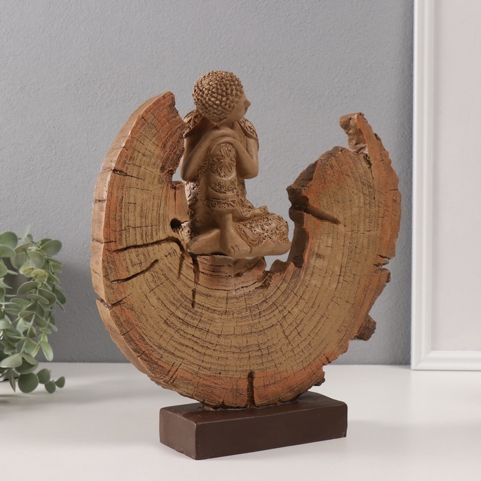 Сувенир полистоун Сувенир полистоун "Будда расслабленный в разрезе дерева" 6,5х27х27 см