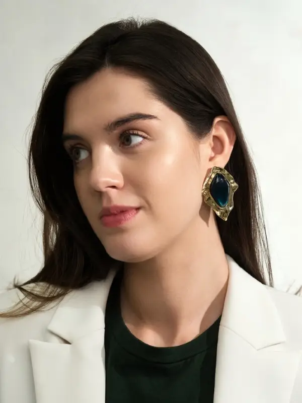 Серьги акрил &laquo;Ромб ажур&raquo;, голубой в золоте