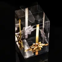 Складная прозрачная коробка из PVC, для упаковки подарков, «Золотой бантик», 6×6×10 см