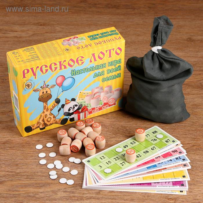 Русское лото  Русское лото "Для всей семьи", 24 карточки, карточка 21 х 8 см, 25 х 19 х 6 см