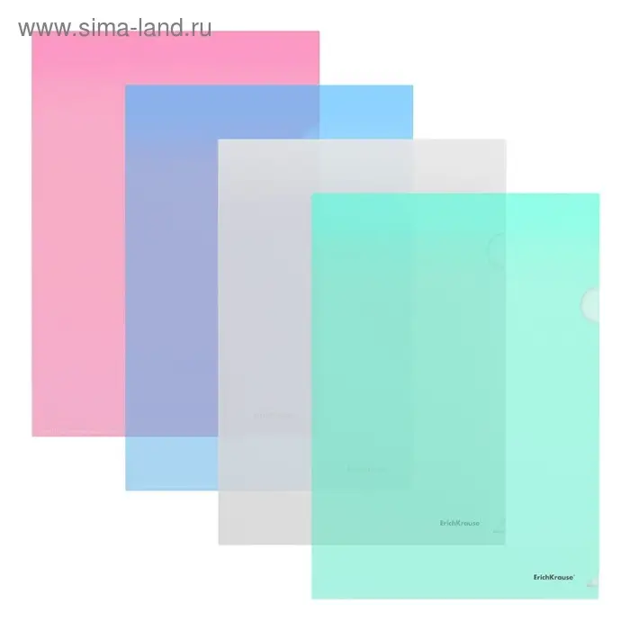 Папка-уголок А4, 160 мкм, ErichKrause Glossy Classic, прозрачная, микс Папка-уголок А4, 160 мкм, ErichKrause Glossy Classic, прозрачная, микс