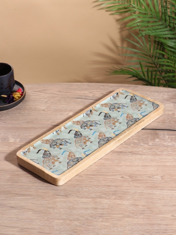 Блюдо прямоугольное Блюдо прямоугольное "Мудрый слон" дерево манго 41х15 см