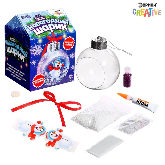 Набор для опытов «Новогодний шарик: Снеговик», диаметр 7 см Набор для опытов «Новогодний шарик: Снеговик», диаметр 7 см