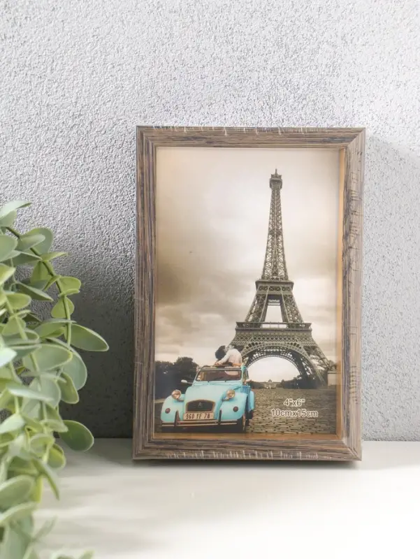 Фоторамка пластик 10х15 см "Ламберто" бежево-чёрный с золотом 16х11х3,5 см