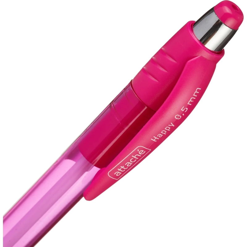 Ручка шариковая автомат. Attache Happy,розовый корп,син,масл,манж