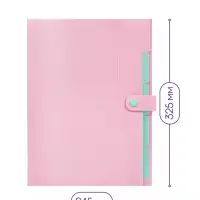 Папка А4, 5 отделений, Calligrata, 600 мкм, на кнопке, розовая, матовая Папка А4, 5 отделений, Calligrata, 600 мкм, на кнопке, розовая, матовая