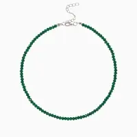 Чокер из бисера &laquo;Хрусталь&raquo;, зелёный в серебре, 36 см + 5 см доп, цепочка