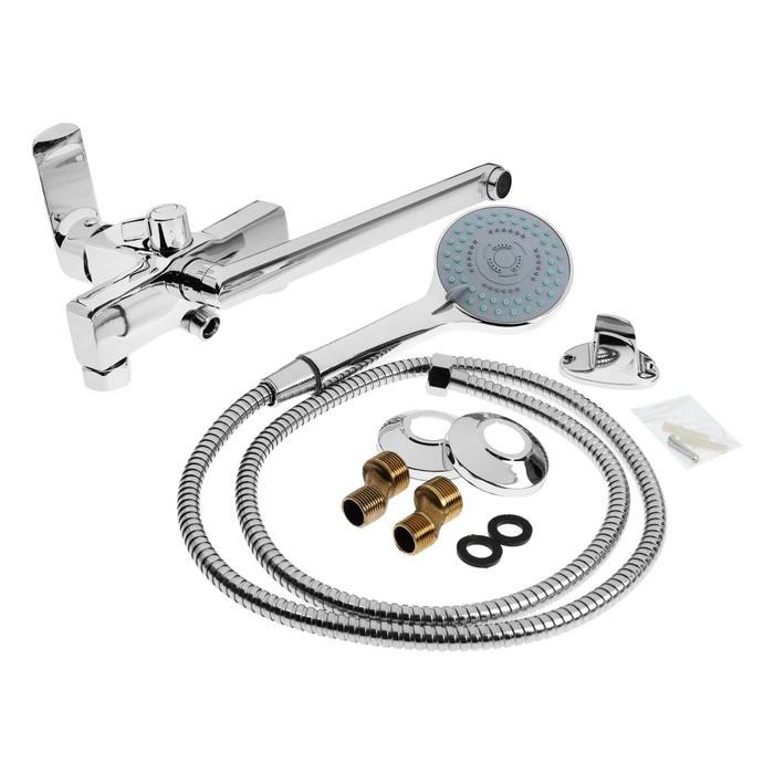 Смеситель для ванны ZEIN Z3845, однорычажный, излив 30 см, душевой набор, лейка 5 реж, хром   993215 Смеситель для ванны ZEIN Z3845, однорычажный, излив 30 см, душевой набор, лейка 5 реж, хром   993215