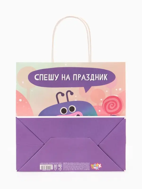 Пакет подарочный &laquo;Спешу на праздник&raquo;, Ум и Хрум, 22&times;22&times;11 см