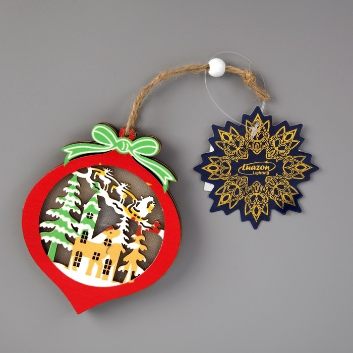 Ёлочная игрушка «Новогодний шар», от батареек, свечение тёплое белое Ёлочная игрушка «Новогодний шар», от батареек, свечение тёплое белое