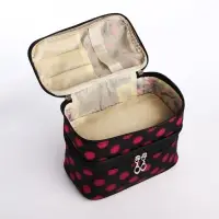 Косметичка дорожная на молнии с ручкой, с 2 отделами, с рисунком, чёрная