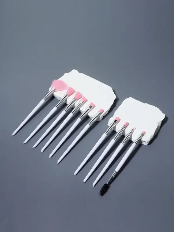 Набор кистей для макияжа COLOR POWER pink, 10 шт., в чехле, белый