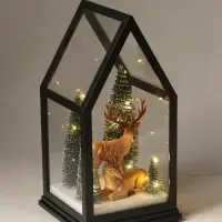 Фигурка светодиодная &laquo;Олени в лесу&raquo;, новогодняя, 3хАА, музыка, свет, USB, 13.3&times;13&times;28 см
