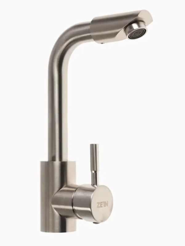 Смеситель для раковины ZEIN ZS 20102, картридж керамика 35 мм, нержавеющая сталь, сатин