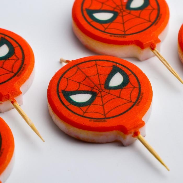 Свеча для торта  Свеча для торта "С Днем Рождения!", 5 штук, Человек-паук