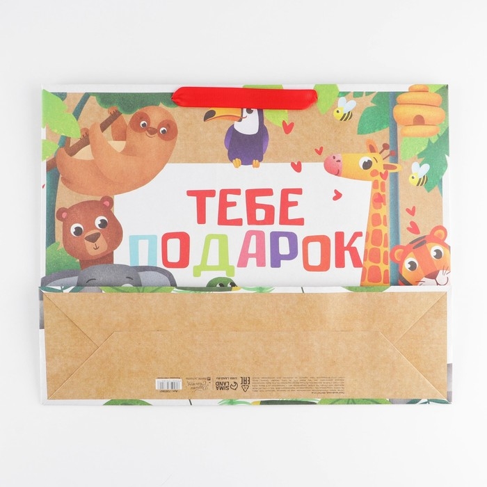 Пакет подарочный крафтовый горизонтальный, упаковка, «Тебе подарок», L 40 х 31 х 11,5 см Пакет подарочный крафтовый горизонтальный, упаковка, «Тебе подарок», L 40 х 31 х 11,5 см
