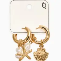 Серьги жемчуг "Ракушка со звездой", цвет белый в золоте