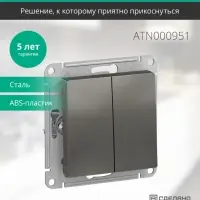 Выключатель двухклавишный ATLASDESIGN схема 5 10АХ механизм сталь
