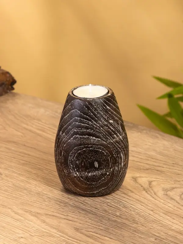 Подсвечник, d=4 см, 8&times;8&times;11 см, дерево джати, тёмно-коричневый