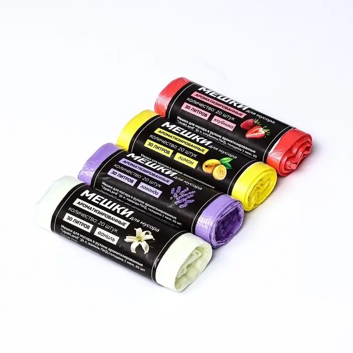 Мешки для мусора в рулоне ароматизированные UpakLand=30 л, ваниль ПНД, толщина 7 мкм, 20 шт.