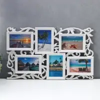Фоторамка - коллаж на 6 фото 10&times;15 см &laquo;Вьюн&raquo;, пластик, белая, 55&times;33 см