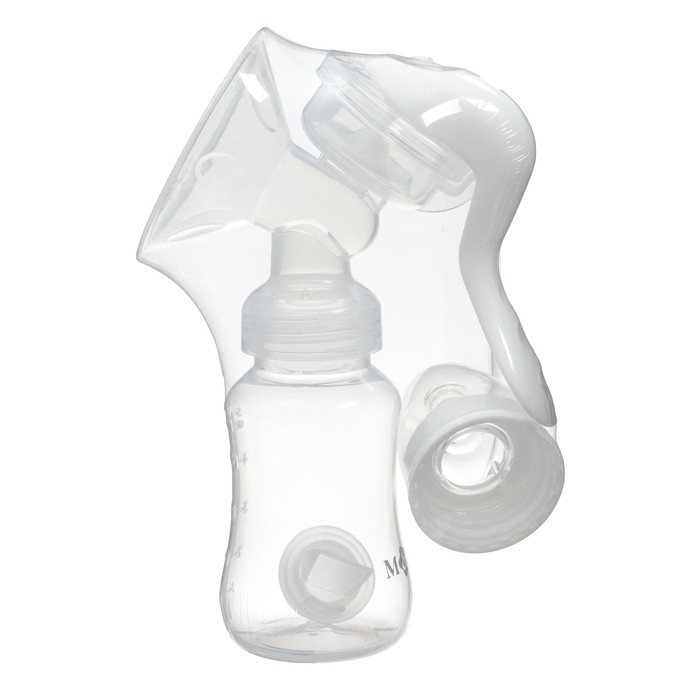 Молокоотсос ручной механический с бутылочкой для кормления КЛ и соской, 150 мл., цвет белый