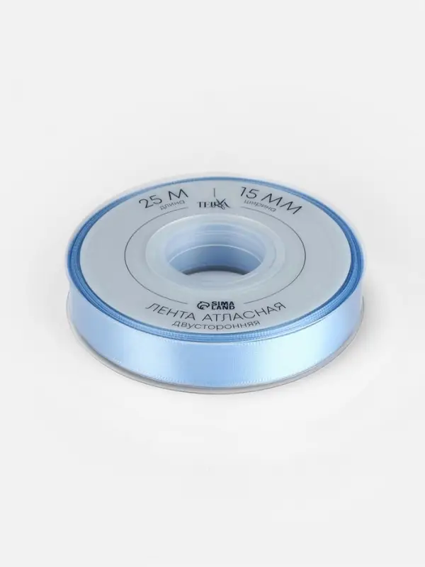 Лента атласная TEIRA, двухсторонняя, 15 мм, 25&plusmn;1 м, светло-голубая №332