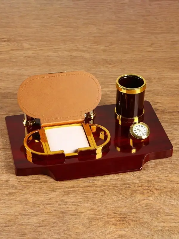Набор настольный 4 в 1, органайзер с визитницей, красное дерево