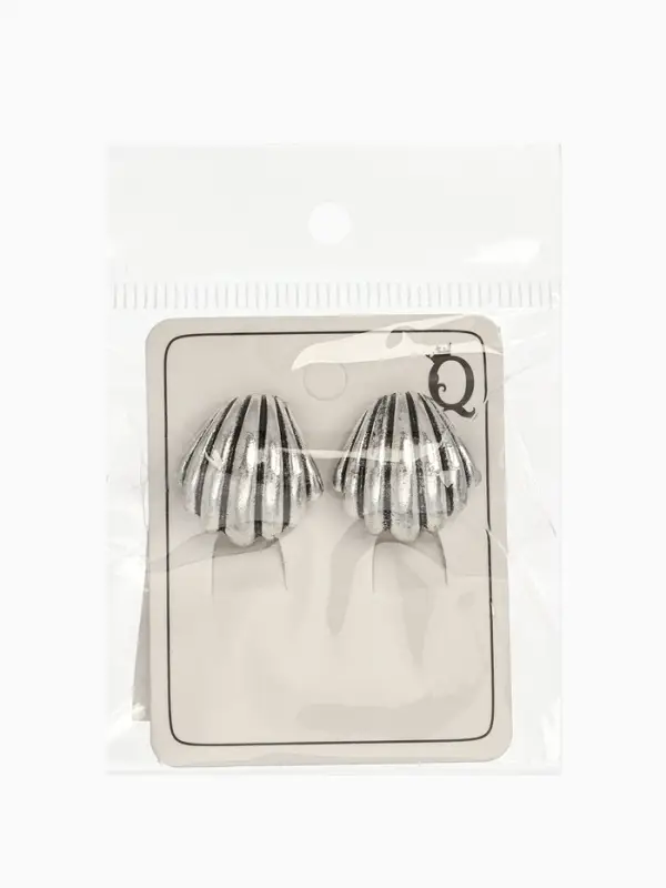 Серьги клипсы для ушей QF &laquo;Ракушка&raquo;, цвет чернёное серебро