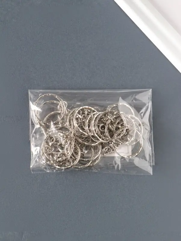 Кольцо для брелока на цепочке с карабином 6,5 см, d=2,3 см карабин 1,3 см, набор 20 шт