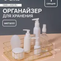 Органайзер для хранения косметических принадлежностей &laquo;РАФАЭЛЬ&raquo;, 24.5&times;16.5&times;6.5 см, цвет золотистый