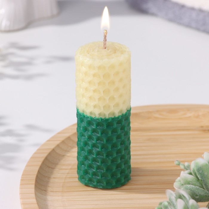 Свеча из вощины, медово-зеленые, 8 см Свеча из вощины, медово-зеленые, 8 см