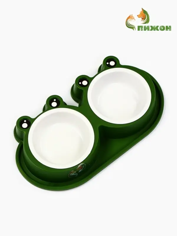 Миска двойная фигурная 29,5 х 14 х 4 см, зелёная Миска двойная фигурная 29,5 х 14 х 4 см, зелёная