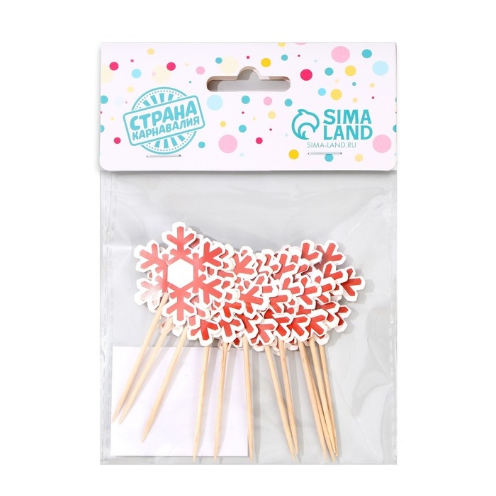 Шпажки для канапе «Снежинка», набор 12 шт., цвет красный Шпажки для канапе «Снежинка», набор 12 шт., цвет красный