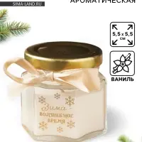 Свеча новогодняя в банке &laquo;Зима - волшебное время&raquo;, аромат ваниль, 5&times;5.5&times;5.5 см