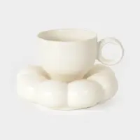 Чайная пара "Облако" цвет белый,  блюдце 14х3см, чашка 12х8,5х7 см