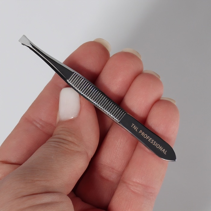 Пинцет прямой/скошенный, узкий, 9 см, на блистере, цвет серебристый