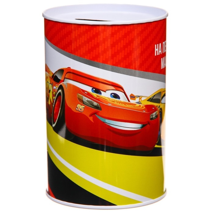 Копилка металлическая, 6,5 см х 6,5 см х 12 см Копилка металлическая, 6,5 см х 6,5 см х 12 см "На первую машину", Тачки