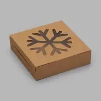 Коробка складная Снежинка крафт 15 х 15 х 4 см (фас 20шт)