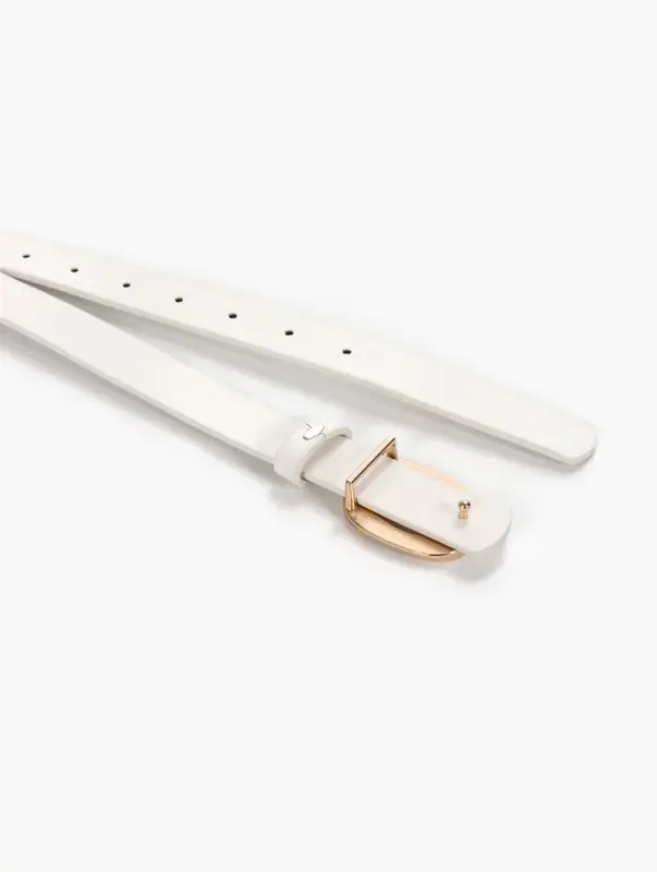 Ремень женский, гвоздик, золотистая пряжка, 2.3&times;106 см, белый