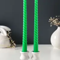 Набор свечей витых 25 см, 2 шт., 57 г, 5 ч, зелёный