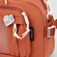 Сумка молодёжная на молнии, со значками, 23&times;5.5&times;16 см, рыжая